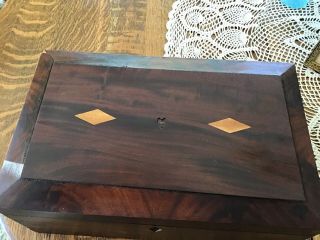 Antique Wooden Letter Chest Box Inlaid Top 2
