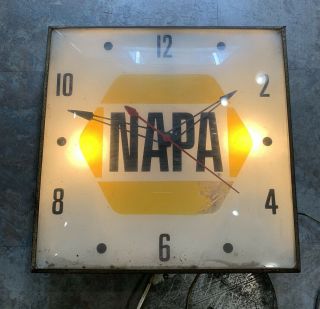 Vintage Lighted Pam Clock Napa Auto Parts Shop Dealer - - Bubble Glass
