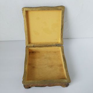 Vintage Italian Florentine Gold Gilt Wood Box Jewelry Vanity Trinket 3