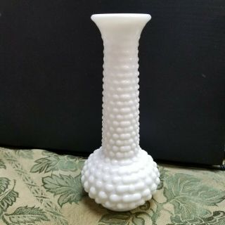 Vintage Eo Brody Milk Glass Hobnail Flower Bud Vase 7 3/4 " Tall