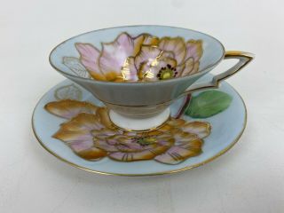 Trimont China Hand Painted Tea Cup & Saucer Rose Occupied Japan Bone China