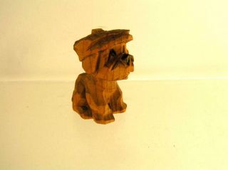 Black Forest Wood Carved Comical Terrier Dog Wearing Cap 2 " X 1 " Miniature
