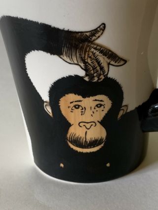Pier One 1 Imports Large Hand Painted Monkey Chimpanzee 3d Arm Mug Cup Coffeeeuc