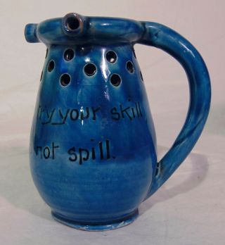Blue Baron Of Barnstaple Motto Ware English Art Pottery Puzzle Mug Jug