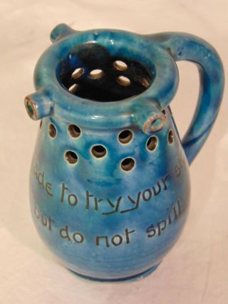 Blue Baron Of Barnstaple Motto Ware English Art Pottery Puzzle Mug Jug 2