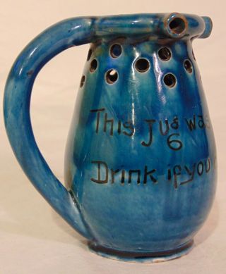 Blue Baron Of Barnstaple Motto Ware English Art Pottery Puzzle Mug Jug 3