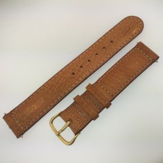 Vtg Hamilton 16mm Nos Pigskin Leather Watch Band Strap W/ 14k Solid Gold Buckle