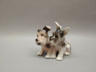 Vintage Germany Porcelain Double Terrier Dog Puppy Figurine