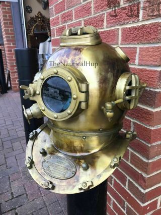 Antique Brass Boston Divers Diving Helmet Scuba Vintage Morse Mark V Deep Sea