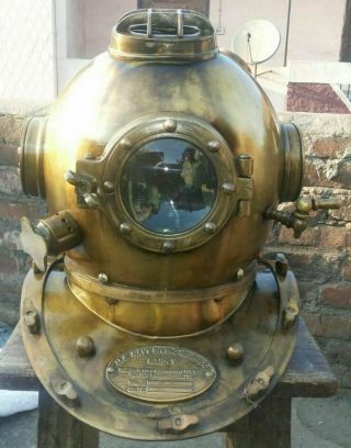 Antique Brass Morse Boston Diving Divers Helmet Navy Vintage Mark V Scuba Marine