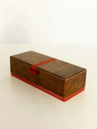 Vintage Art Deco Wooden Box Ohio Pilliod Bakelite Handle Jewelry Vanity Card Box