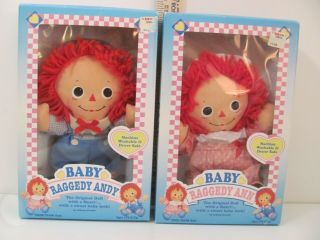 Vintage Baby Raggedy Ann And Andy 8.  5 " Classic Dolls 1996 Hasbro Boxes
