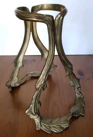 Vintage Large Brass Ornate Metal Candle Stand Pedestal Ornate Leaves Plant