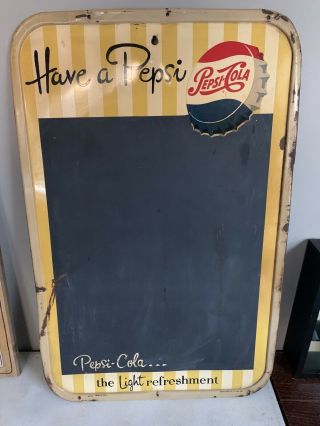 Vintage Pepsi Cola Hanging Sign Menu Chalkboard 30x19.  5 Stout Sign Co M222 Usa