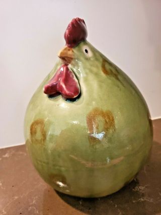 Cute Farmhouse Fat Round Ceramic Pottery Chicken / Rooster Farm Decor