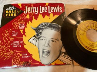 Jerry Lee Lewis The Great Ball Of Fire Vinyl & Picture Sleeve Sun Epa - 107
