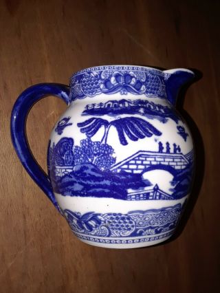Victoria Ironstone Transfer Ware Flo Flow Blue Willow Small Pitcher 5 3/4 In.