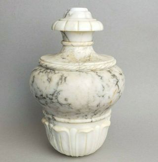 Vtg Carved Alabaster Urn Shape Lamp Part Neoclassical Cream 10.  5h X 6.  75w W Hole