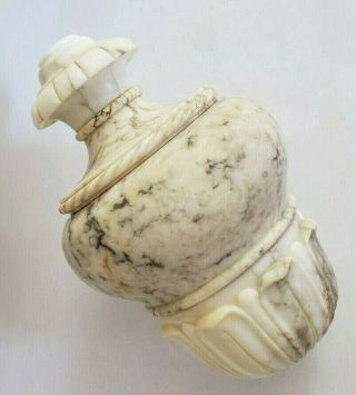 Vtg Carved Alabaster Urn Shape Lamp Part Neoclassical Cream 10.  5H x 6.  75W w Hole 2