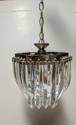Vintage Lucite Acrylic Ribbon Chandelier Hanging Light