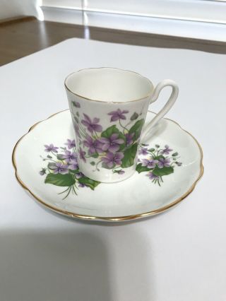 Regency English Bone China Tea Cup And Saucer Purple Flowers