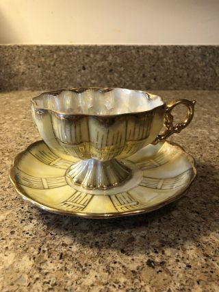 Vintage Royal Sealy China Lusterware Tea Cup And Soucer Japan Iridescent