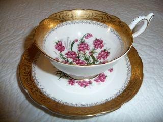 Vintage Eb Foley 1850 Bone China Tea Cup Pink White Teacup Floral Gold Trim