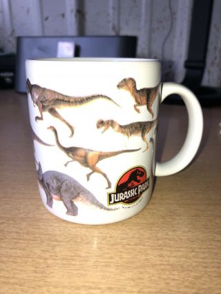 Vintage Dakin 1992 Jurassic Park Movie Dinosaur 12oz Coffee Mug Cup See Notes