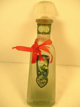 Vintage Harmony Of Boston Frosted Glass Perfume Bottle Empty Art Deco