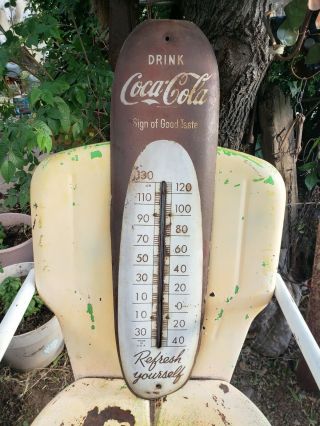 Vintage 1949 Coca - Cola Cigar Thermometer Sign Of A Good Taste Soda Sign