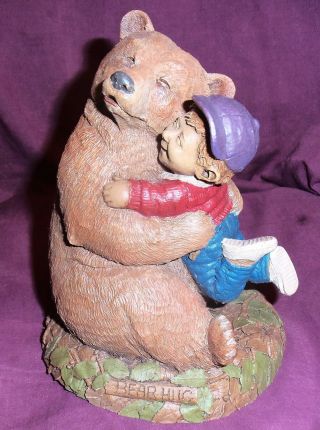 1995 Tom Clark Figurine Bear Hug Adorable Little Boy Hugging A Bear 9801