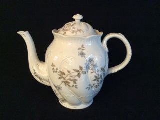 Antique Ls&s Carlsbad Austria White & Blue Floral Teapot W/lid C.  1891 - 1917 Exc