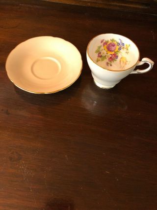 Vintage Paragon Bone china teacup/saucer Creamy Pink/gold trim floral bouquet in 2