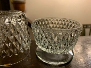 Vintage Clear Glass Diamond Cut Pattern Fairy Lamp Candle Votive Holder 2