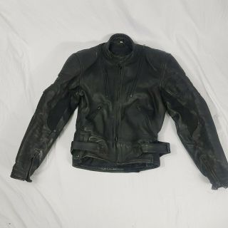 Belstaff Black Leather Biker Padded Protection Motorbike Jacket Vintage Size 46