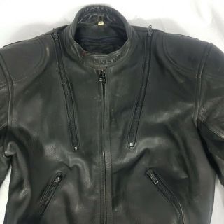 Belstaff Black Leather Biker Padded Protection Motorbike Jacket Vintage Size 46 3