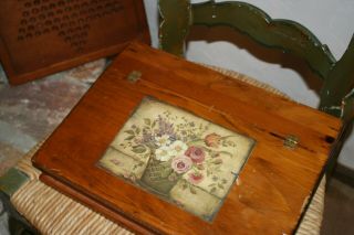 Vintage Slant Top Wood Writing Lap Desk.  Farmhouse Primitive Ladies