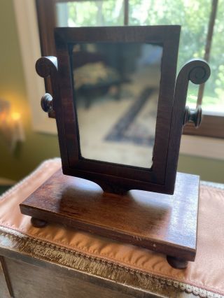 Vintage Tilt Vanity Shaving Mirror Dresser Top Carved Wood Antique