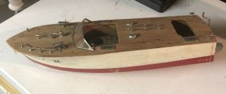 Vintage Wooden Model Electric Speed Boat K & O Motor Inboard Restore/parts