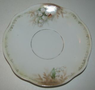 Antique RS PRUSSIA Fluted Tea Cup & Saucer Set Lily of the Valley Flower 2