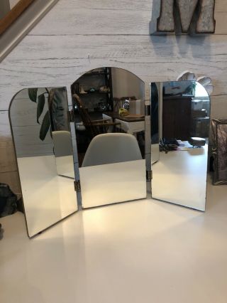 Vintage Tri - Fold Mirror - Vanity Mirror - Dresser Mirror - Wall Mirror