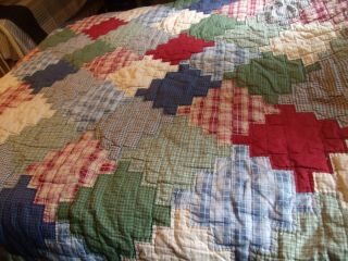 Large Vintage Handmade Hand Stitched Multi - Colored Quilt 99 X 91 Queen/king