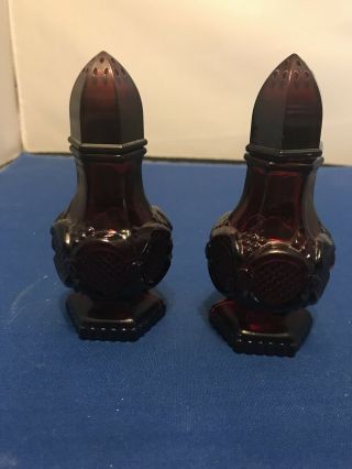 Vintage Avon Cape Cod Ruby Red Glass Salt And Pepper Shakers 1978