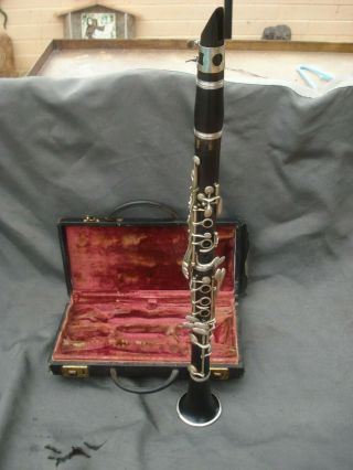 Vintage Penzel Mueller Clarinet York Marked " B " Grenadilla Wood Serial 9408