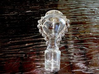 Antique Gorgeous Glass Bottle Saw Tooth Fleur De Lis 4 " L Decanter Stopper Only