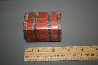 Vintage Small Carved Wood Chest Trunk Jewelry Trinket Box From Poland With Note