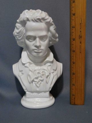 Vintage Beethoven Bust Sculpture Statue White Porcelain 8 3/4  High