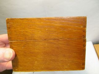 Vintage 1927 Oak Wood Index Cards File Box With Hinged Lid & Dovetail Corners Nr