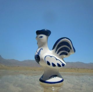Vintage,  Russian Porcelain Hen/rooster Figurine,  White With Cobalt Blue Accents