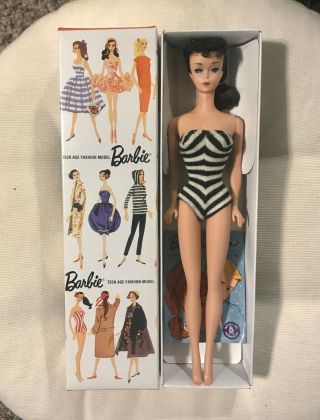 Vintage Ponytail Barbie Doll,  5 Brunette W/ Swim Suit,  No Retouches